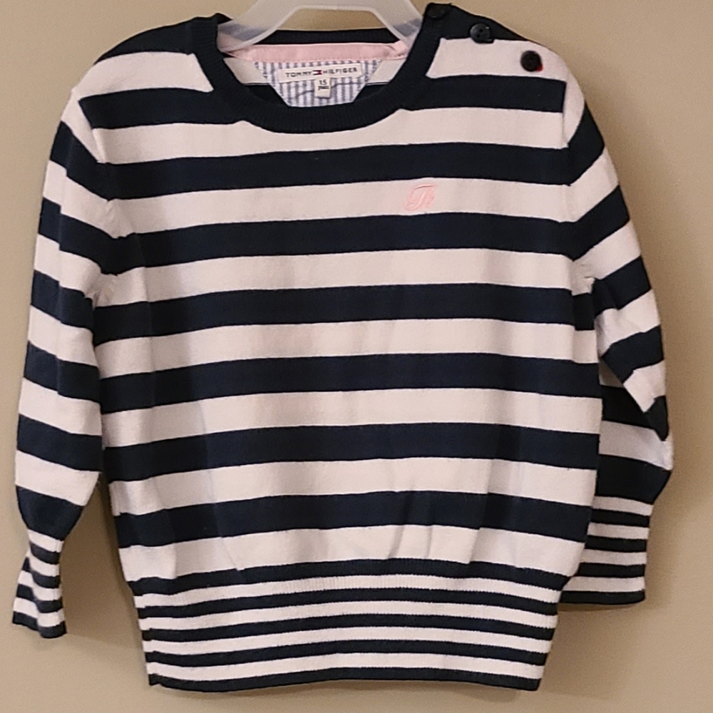 Tommy Hillfiger navy and white striped pullover sweater